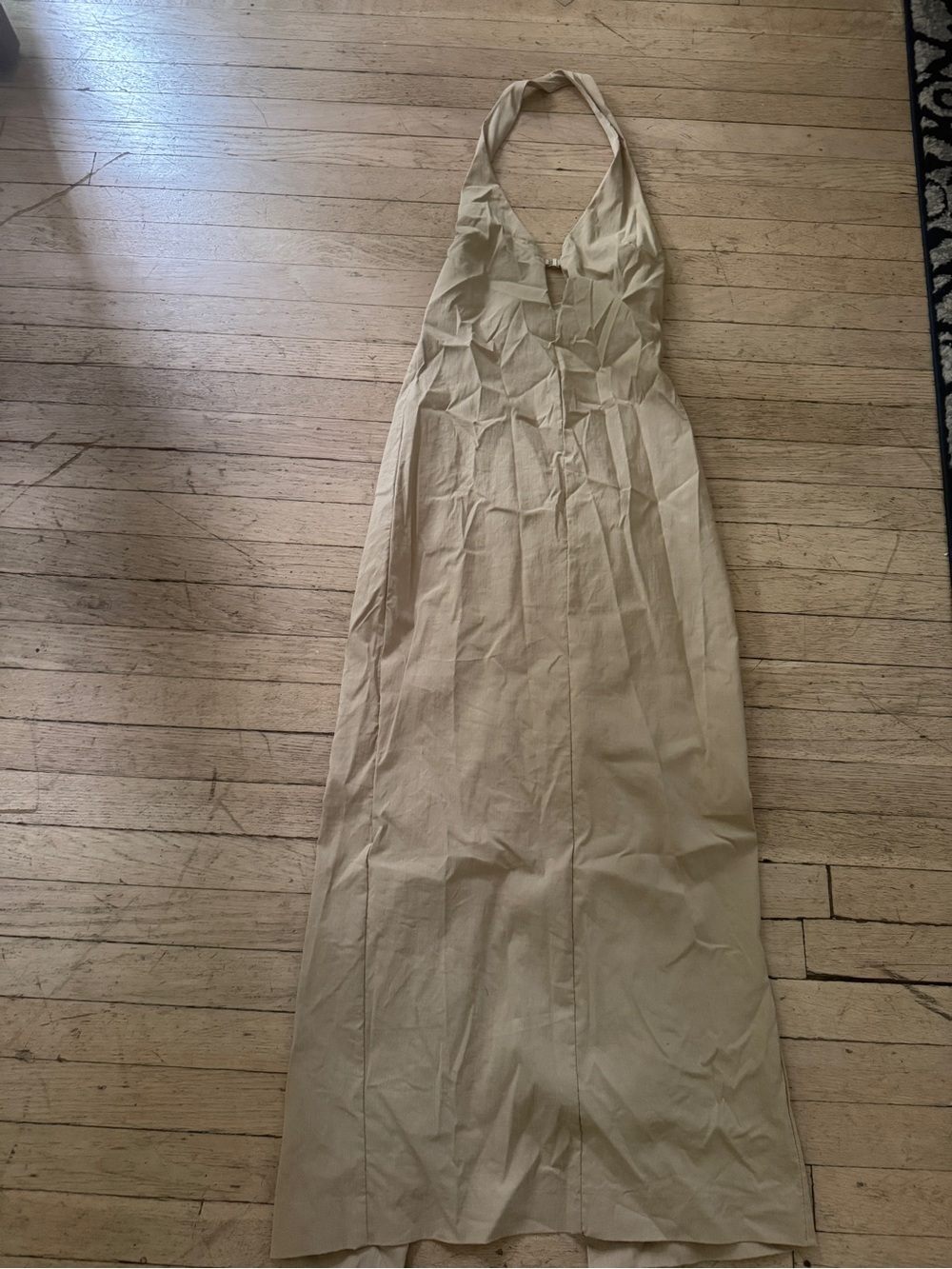Zara Tan Halter Maxi Dress with Front Keyhole - Picture 2 of 9
